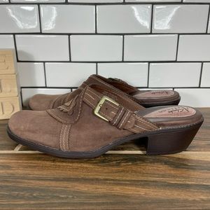 Clarks Artisan Herald Women's Size 7.5 Shoes Brown Nubuck Casual Heeled Mule